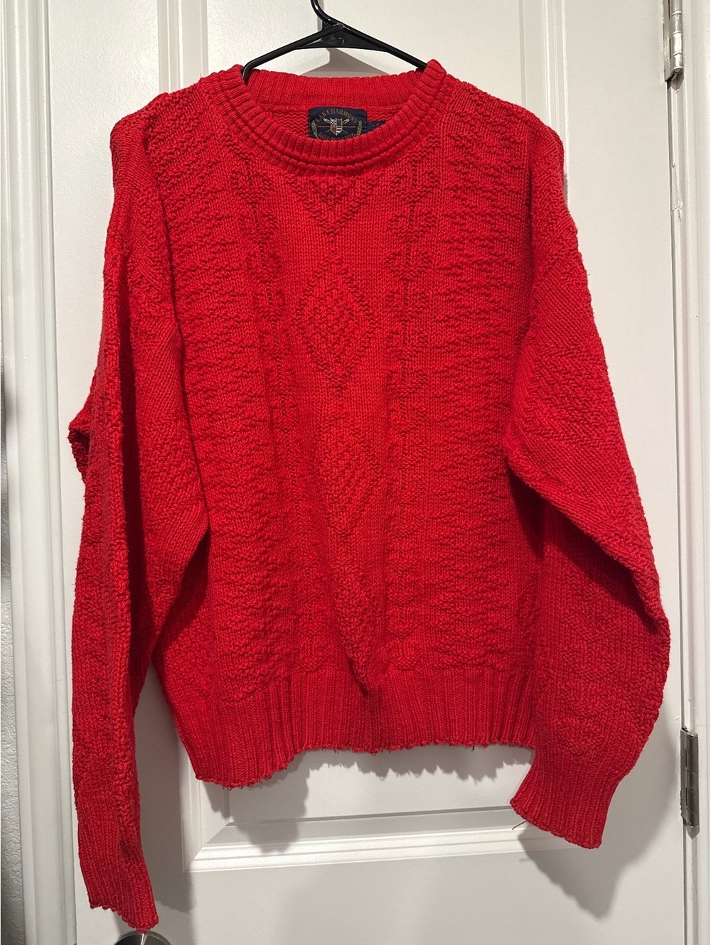 Vintage Lake Harmony Rowing Club Red 100% Cotton Knit Sweater Large Made in USA